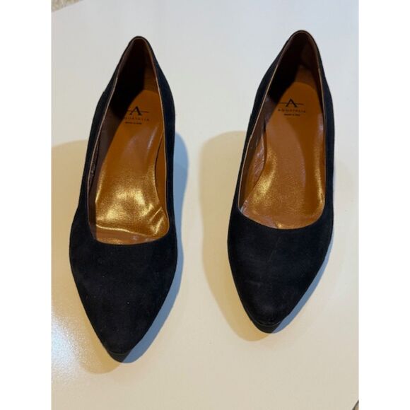Aquatalia Navy Suede Pointed-Toe Pumps 9.5 Italian Weatherproof NWOB New - Picture 4 of 6